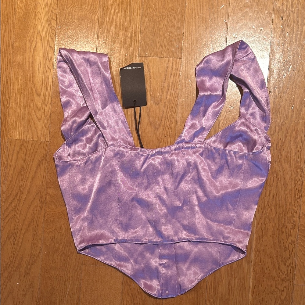 Vanessa Mooney Lavender Satin Top - Picture 4 of 5